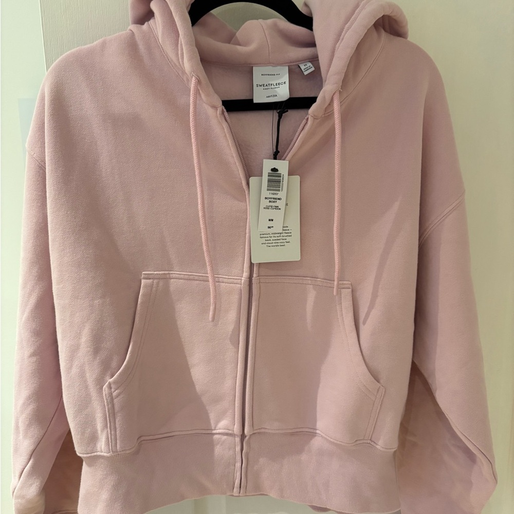 Aritzia Pink Zip-Up Jacket with Hood